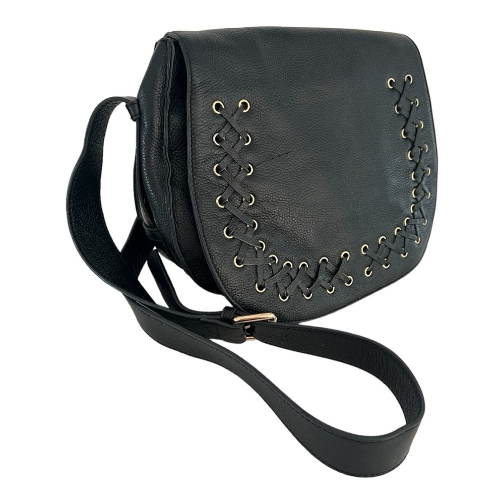 Western Violetta Pebbled Leather Crossbody Saddle Bag large whipstitch